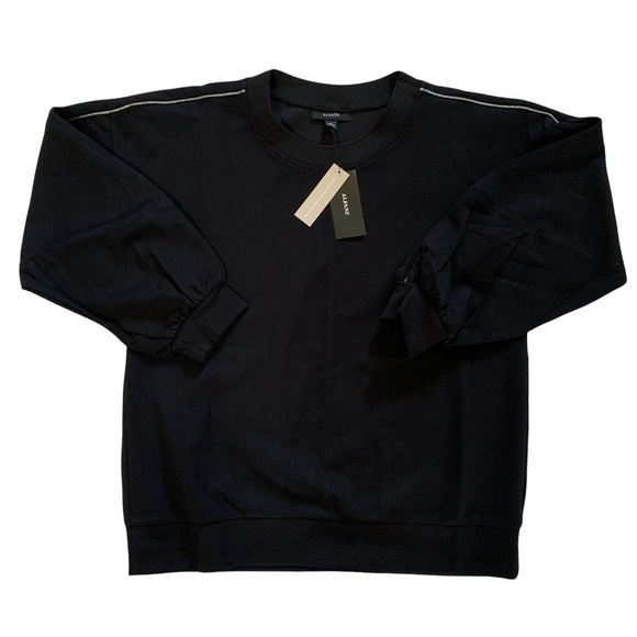 Alfani New With Tags Black Top with Silver Stripe Down Sleeves Casual Dressy - Picture 7 of 7